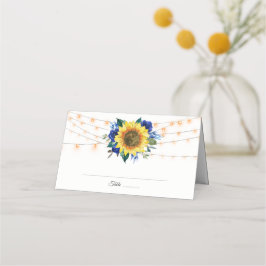 Sonnenblume Blauer Blumenstrauß Hochzeit Platzkarte