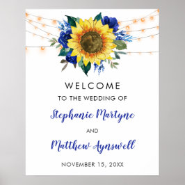 Sonnenblume Blauer Blumenstrauß Hochzeit Poster