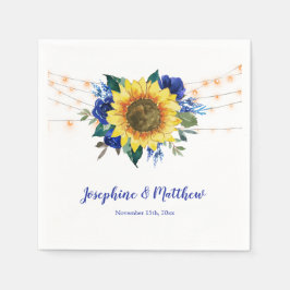 Sonnenblume Blauer Blumenstrauß Hochzeit Serviette