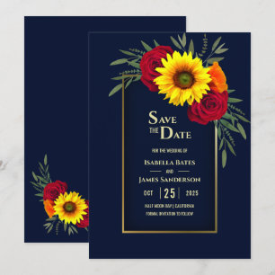 Sonnenblume Blauer Hochzeitstag speichern Save The Date