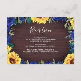 Sonnenblume Blauer Rose Hochzeitsempfang Begleitkarte