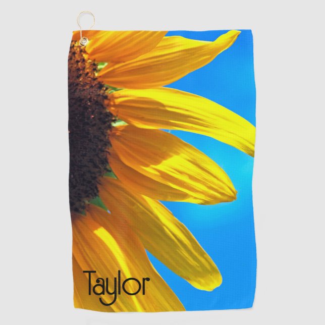 Sonnenblume Blue Sky Personalisiert Golf Handtuch (Vorderseite)