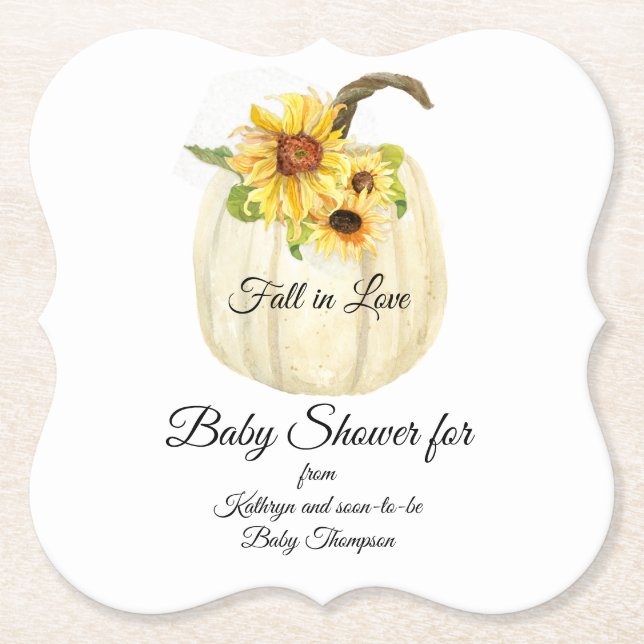 Sonnenblume Blume Bouquet Pumpkin Baby Dusche Untersetzer (Vorderseite)