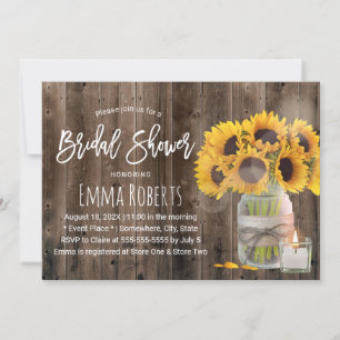 Sonnenblume Blume Mason Jar Barn Wood Brautparty Einladung