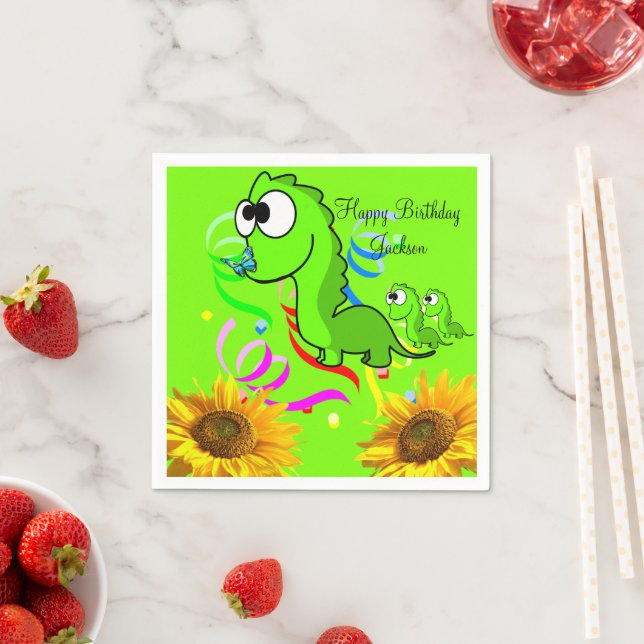 Sonnenblume Blumen Dinosaurier Papier Napkins Serviette (Beispiel)