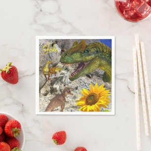Sonnenblume Blumen Dinosaurier Papier Napkins Serviette