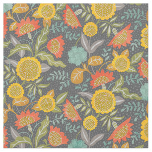 Sonnenblume Blumen Herbstgarten Whimsischer Botani Stoff