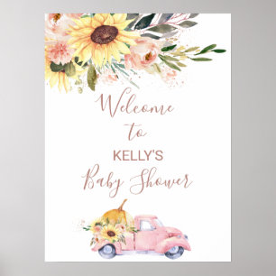 Sonnenblume Blumenpumpen Truck Kinderdusche Herzli Poster