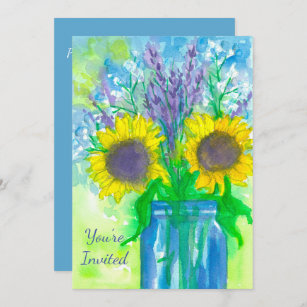 Sonnenblume-Blumenstrauß-Geburtstags-Party Einladung