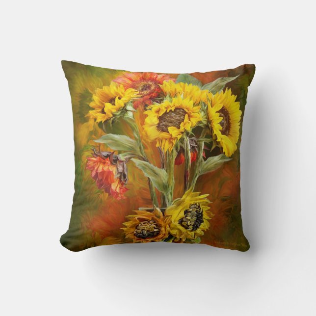 Sonnenblume-Blumenstrauß-Kunst-Designer-Kissen Kissen (Vorderseite)
