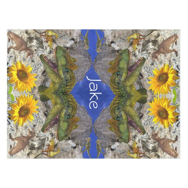 Sonnenblume Blütenblume Dinosaurier Tablecloth Tischdecke (Vorderseite (Horizontal))