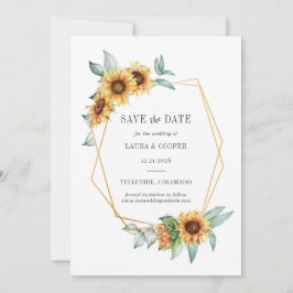 Sonnenblume Blütengoldeffekt Geometrisch Rustikal Save The Date