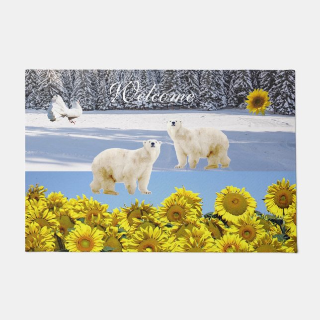 Sonnenblume Blütenpolar Taubenmatte Fußmatte (Vorderseite)