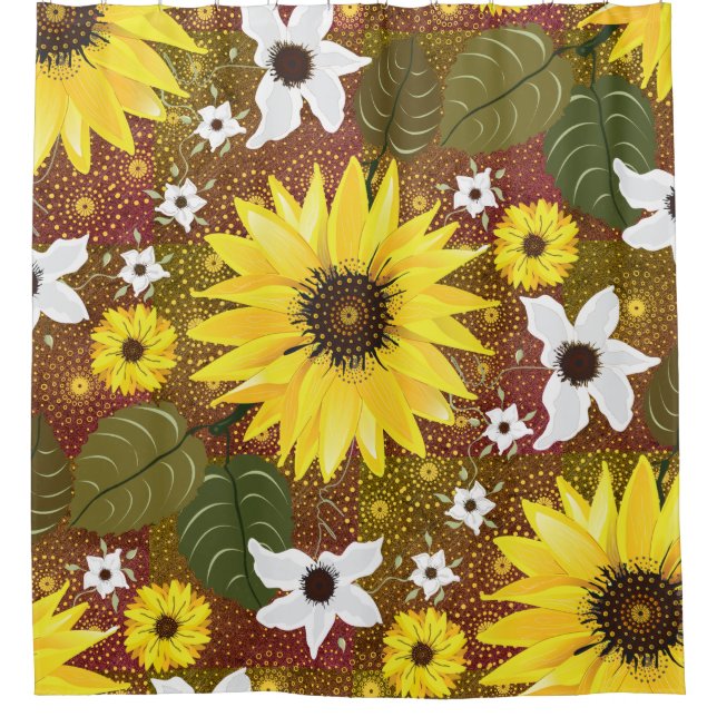 Sonnenblume Bohemisch Blüte Duschvorhang (Vorderseite)