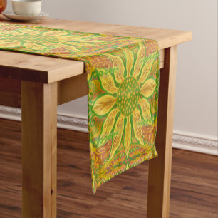 Sonnenblume böhmische Blumenart gelb-grüne Orange Kurzer Tischläufer