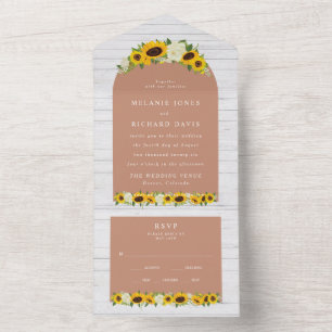 Sonnenblume Boho Bauernhaus Hochzeit All In One Einladung