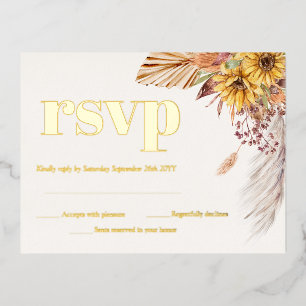 Sonnenblume Boho Pampas Getrocknete Blume UAWG Gol Folie Einladungspostkarte