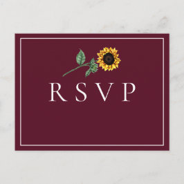 Sonnenblume Bordeaux Wedding RSVP Song Anfrage Postkarte