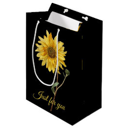 Sonnenblume-botanische schwarze Geschenk-Tasche Mittlere Geschenktüte