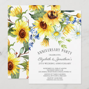 Sonnenblume Bouquet 25. Jubiläum Party Einladung