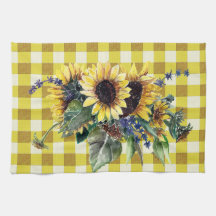 Sonnenblume Bouquet auf Yellow Gingham