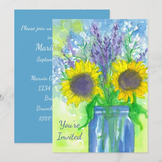 Sonnenblume Bouquet Geburtstagsparty Einladung (Vorne/Hinten)
