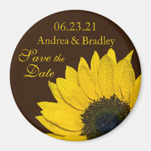 Sonnenblume Braun Hochzeit Speichern Sie das Date Magnet