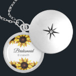 Sonnenblume Bridesmaid Gelbe weiße Blüte Medaillon<br><div class="desc">Blumensonnenblume,  Bridgediegene,  Nekklace mit Aquarellblumen für Hochzeit,  Brautparty,  Brautparty,  Junggeselinnen-Abschied.</div>