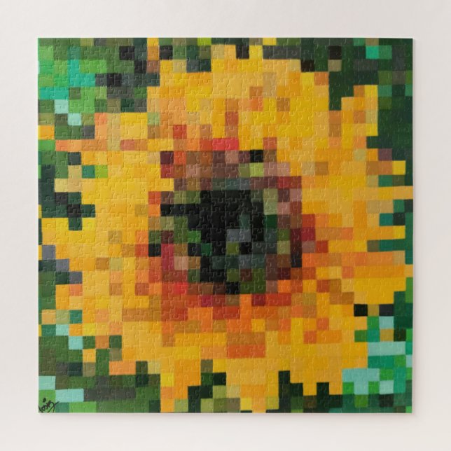 Sonnenblume Bright Floral Pixel Art (Vertikal)