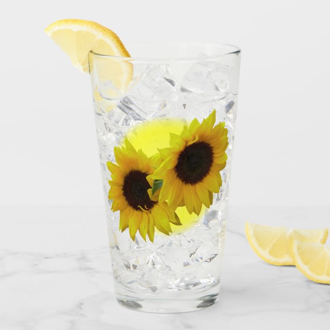 Sonnenblume Brille Personalisiert Sonnenblumen Ges Glas (Vorderseite Ice)