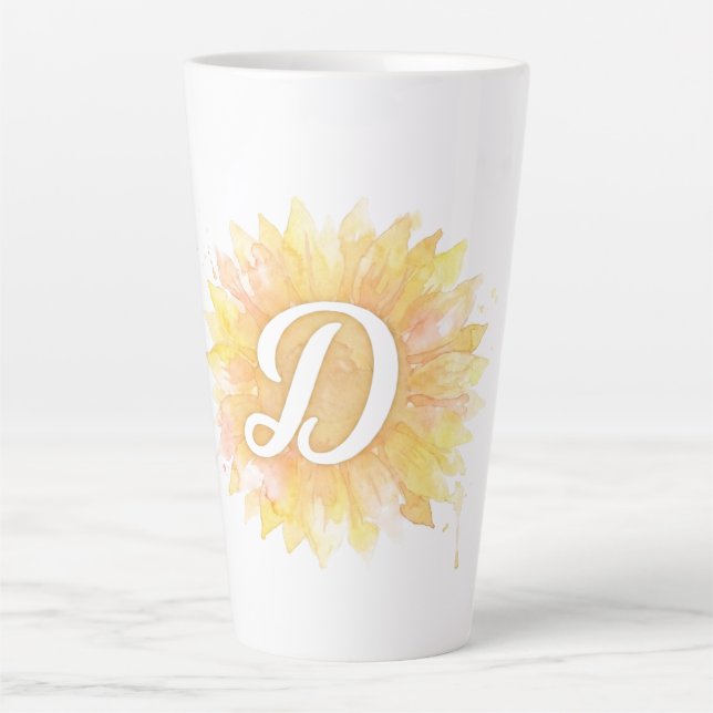 Sonnenblume Buchstabe D Vorname Monogramm Initiale Milchtasse (Vorderseite)