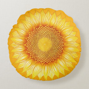 Sonnenblume-buntes glänzendes BlumenMandala-Kisse Rundes Kissen