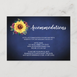 Sonnenblume Burgund Rose Navy Hochzeitsunterkunft Begleitkarte