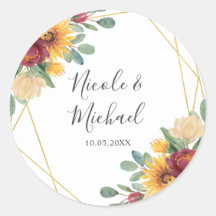 Sonnenblume Burgundy Floral Gold Geometric Wedding