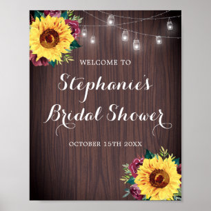 Sonnenblume Burgundy Rose Jars Wood Brautparty Poster