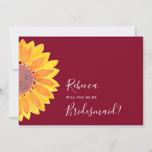 Sonnenblume Burgundy Wedding Bridesmaid Einladung