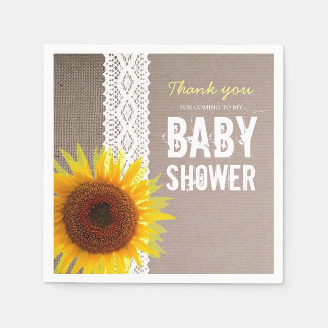 Sonnenblume Burlap & Crochet Lace Baby Dusche Serviette (Vorderseite)