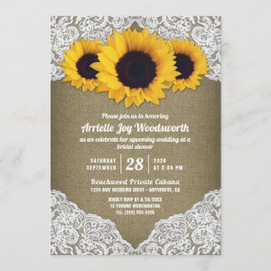 Sonnenblume Burlap Lace Bridal Dusche Einladungen