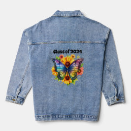 Sonnenblume Butterfly Abschluss Denim Jacket Jeansjacke
