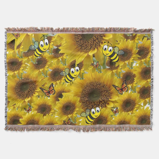 Sonnenblume Butterfly Hummelebrot Keule Blanket Decke (Vorderseite)