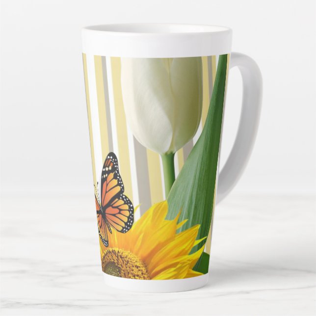 Sonnenblume ButterflyTulip Latte Tasse (Rechte Ecke)