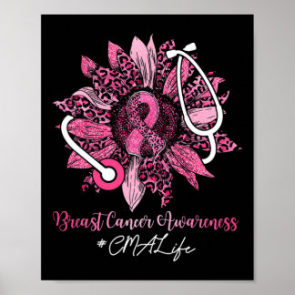 Sonnenblume CMA Lebensdauer rosa Ribbon Brustkrebs Poster