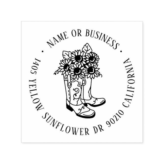 Sonnenblume Cowboy Boots Individuelle Name Rücksen Permastempel (Design)