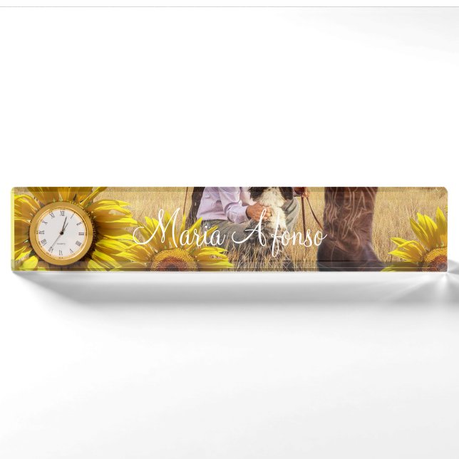 Sonnenblume Cowboy Desk Namplate Namensplakette (Vorderseite)