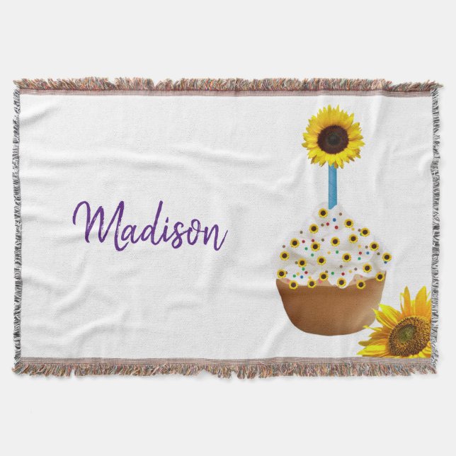 Sonnenblume Cupcake Throw Blanket Decke (Vorderseite)