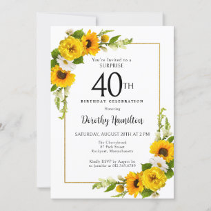 Sonnenblume Daisy 40. Geburtstag Überraschung Part Einladung