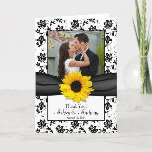 Sonnenblume Damask Hochzeit Danke-Karte Dankeskarte