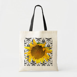 Sonnenblume-Damast-Tasche mit Schwarzem Tragetasche