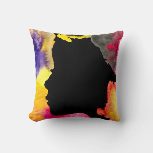 Sonnenblume Dame Silhouette Aquarellkunst Kissen