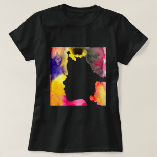 Sonnenblume Dame Silhouette Aquarellkunst T-Shirt